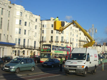 Putting up (no, not taking down) pretty lights on the seafront